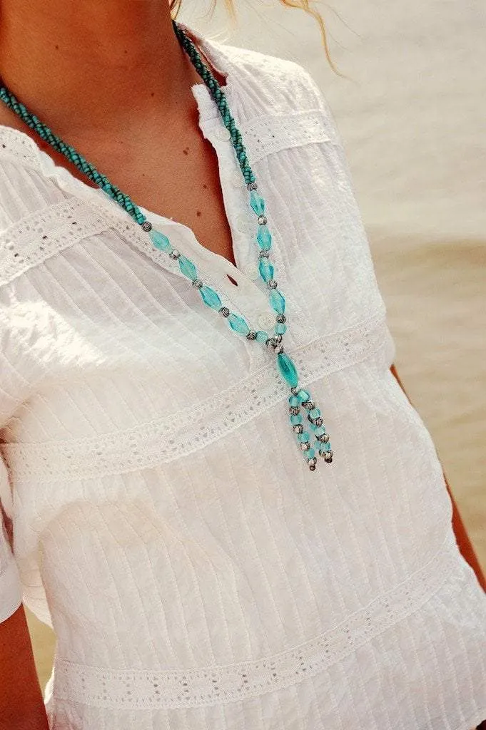 Amazing Summer Necklace from Bali In Blue and Silver