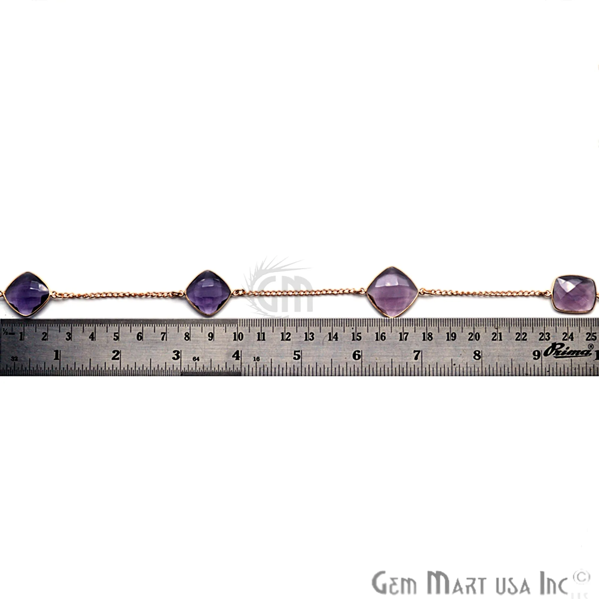 Amethyst 15mm Gold Plated Bezel Link Connector Chain