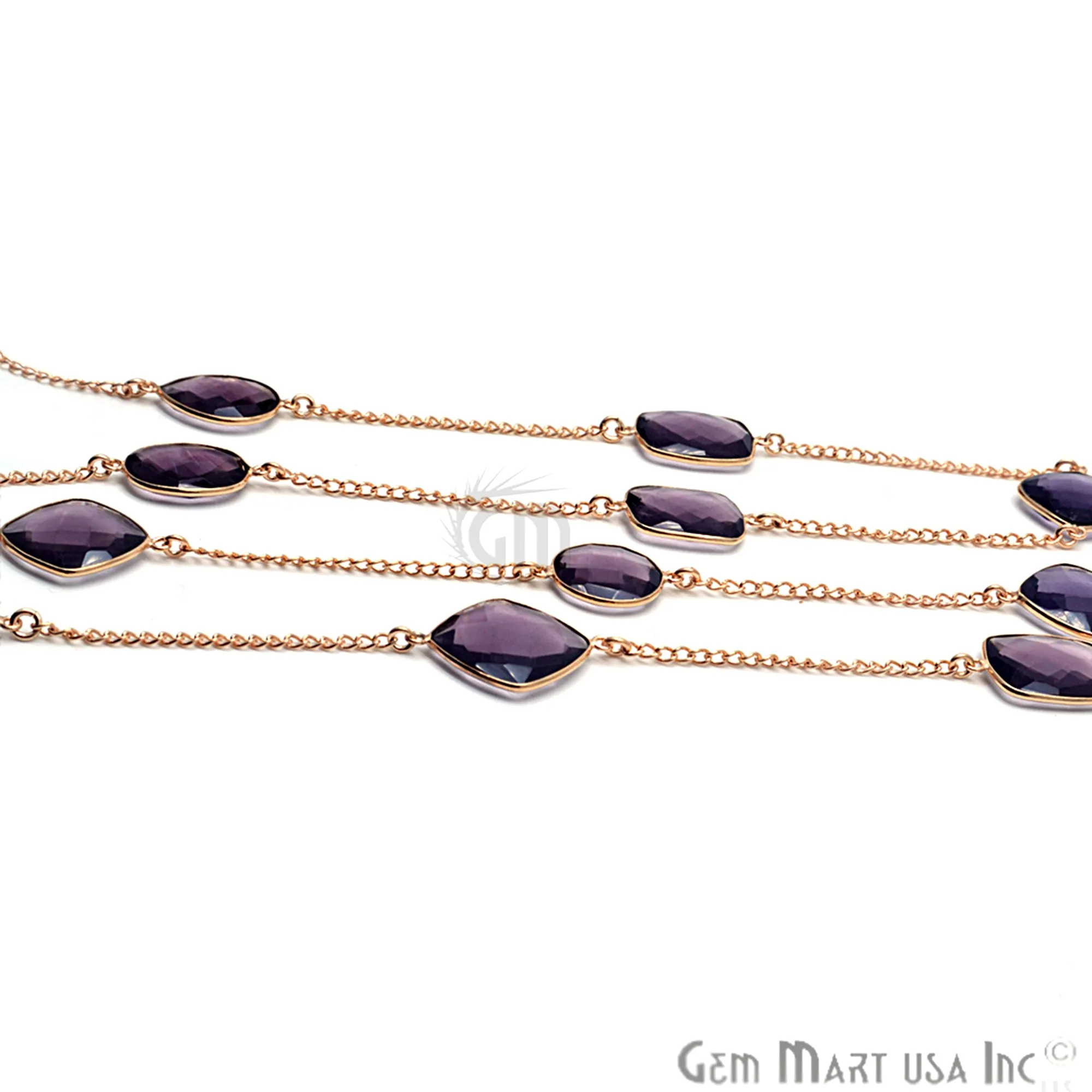 Amethyst 15mm Gold Plated Bezel Link Connector Chain