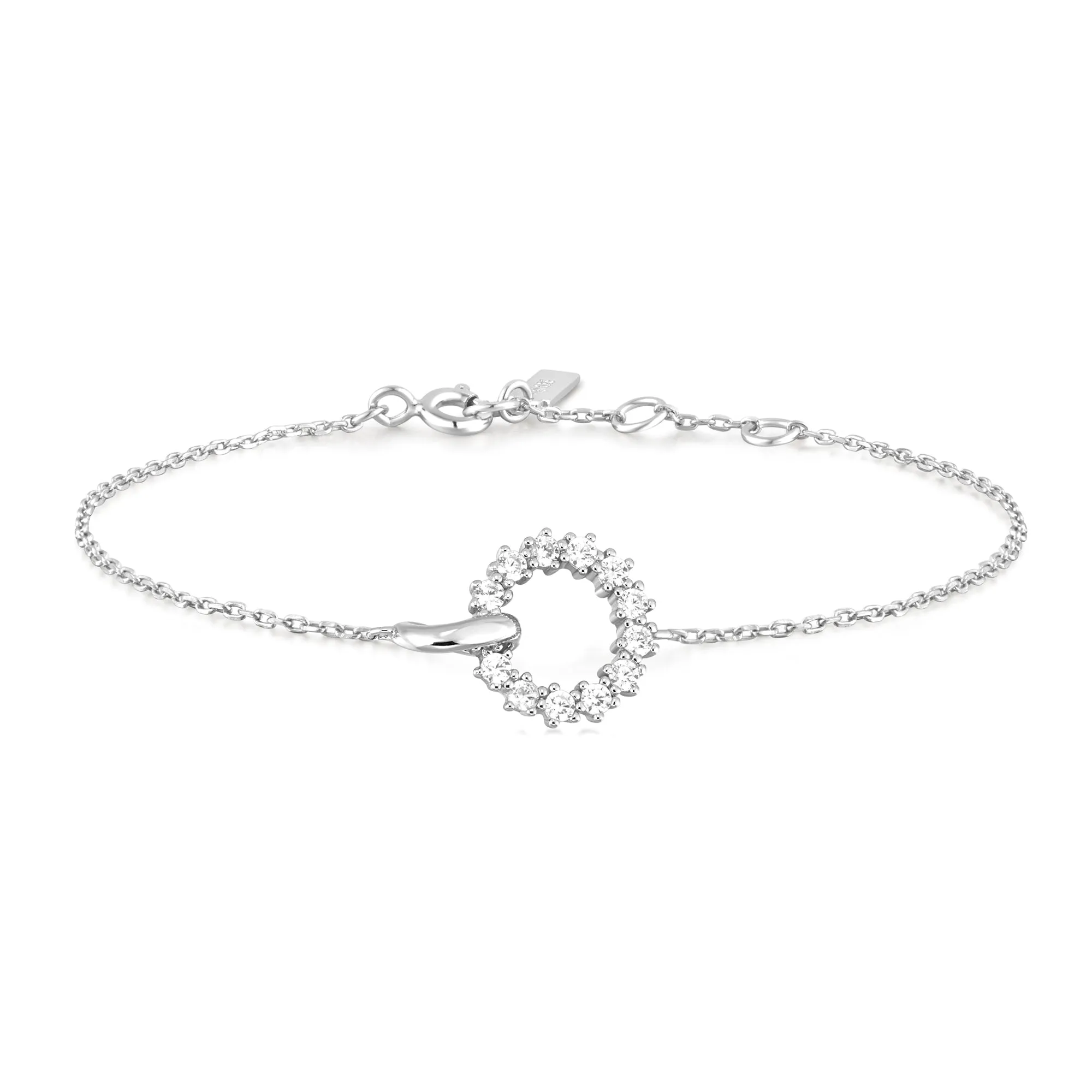 Ania Haie Silver Interlinked Circles Pavé Bracelet B056-01H