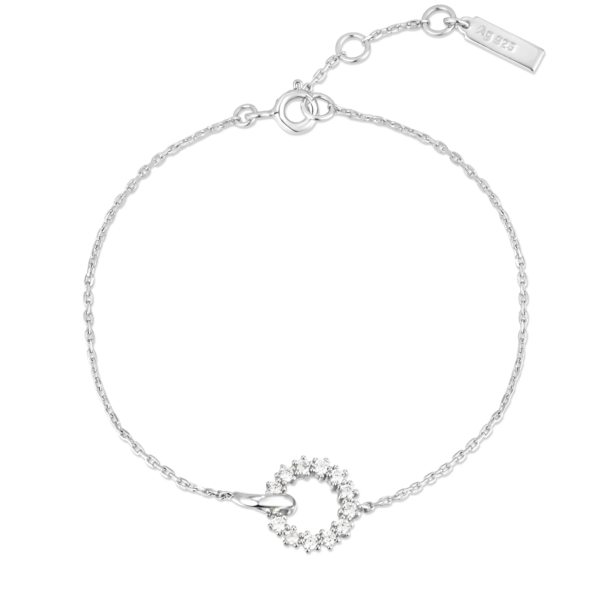 Ania Haie Silver Interlinked Circles Pavé Bracelet B056-01H