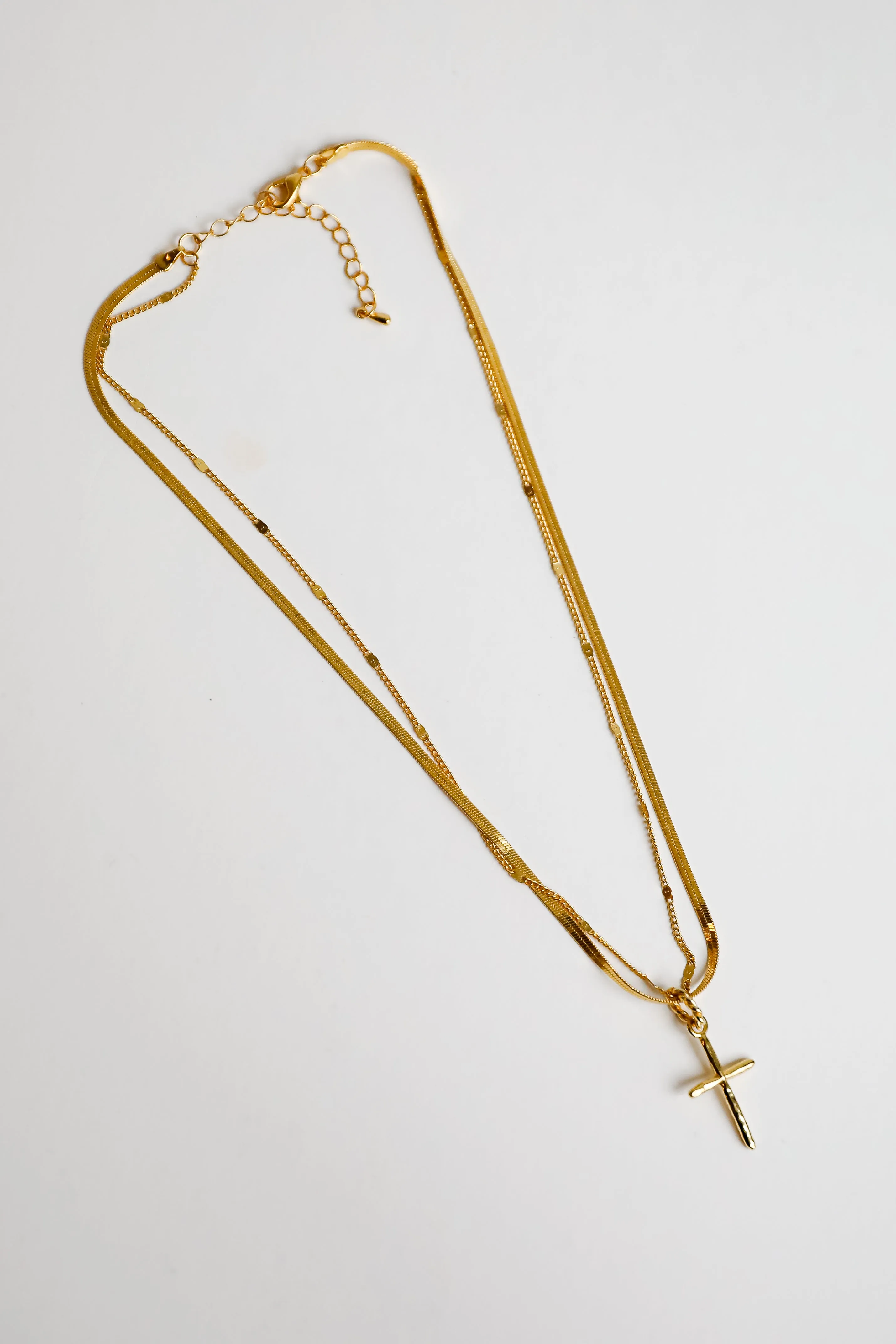 Anna Gold Layered Cross Charm Necklace