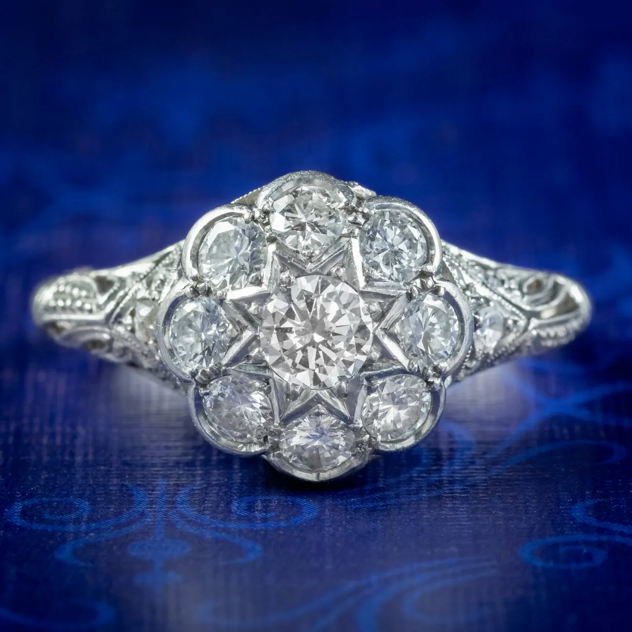 Antique Art Deco Diamond Cluster Ring 1.50ct Of Diamond