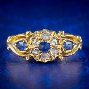 Antique Art Deco Sapphire Diamond Cluster Ring Dated 1919