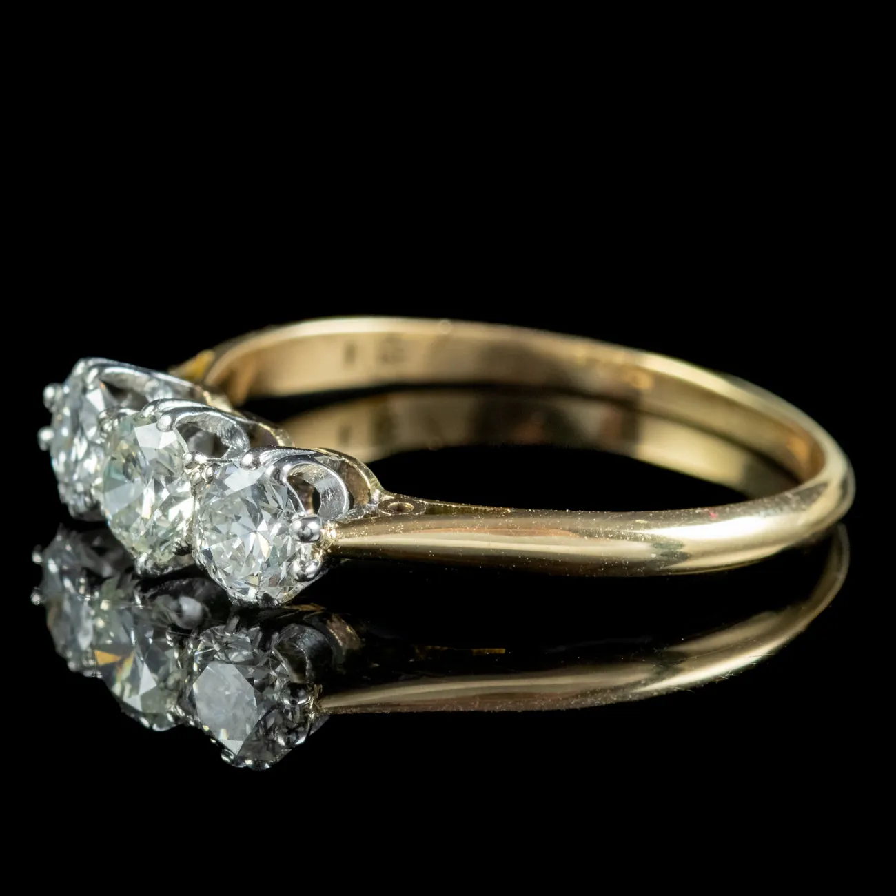 Antique Edwardian Diamond Trilogy Ring 0.75ct Of Diamond