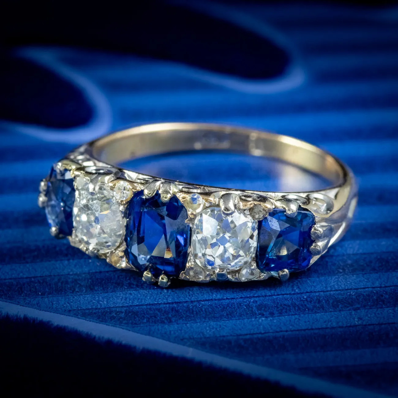 Antique Victorian Sapphire Diamond Ring 1.70ct Sapphire Circa 1900