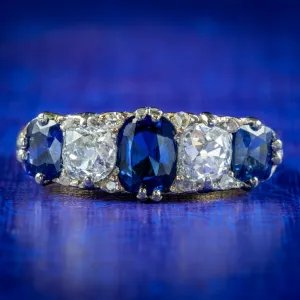 Antique Victorian Sapphire Diamond Ring 1.70ct Sapphire Circa 1900