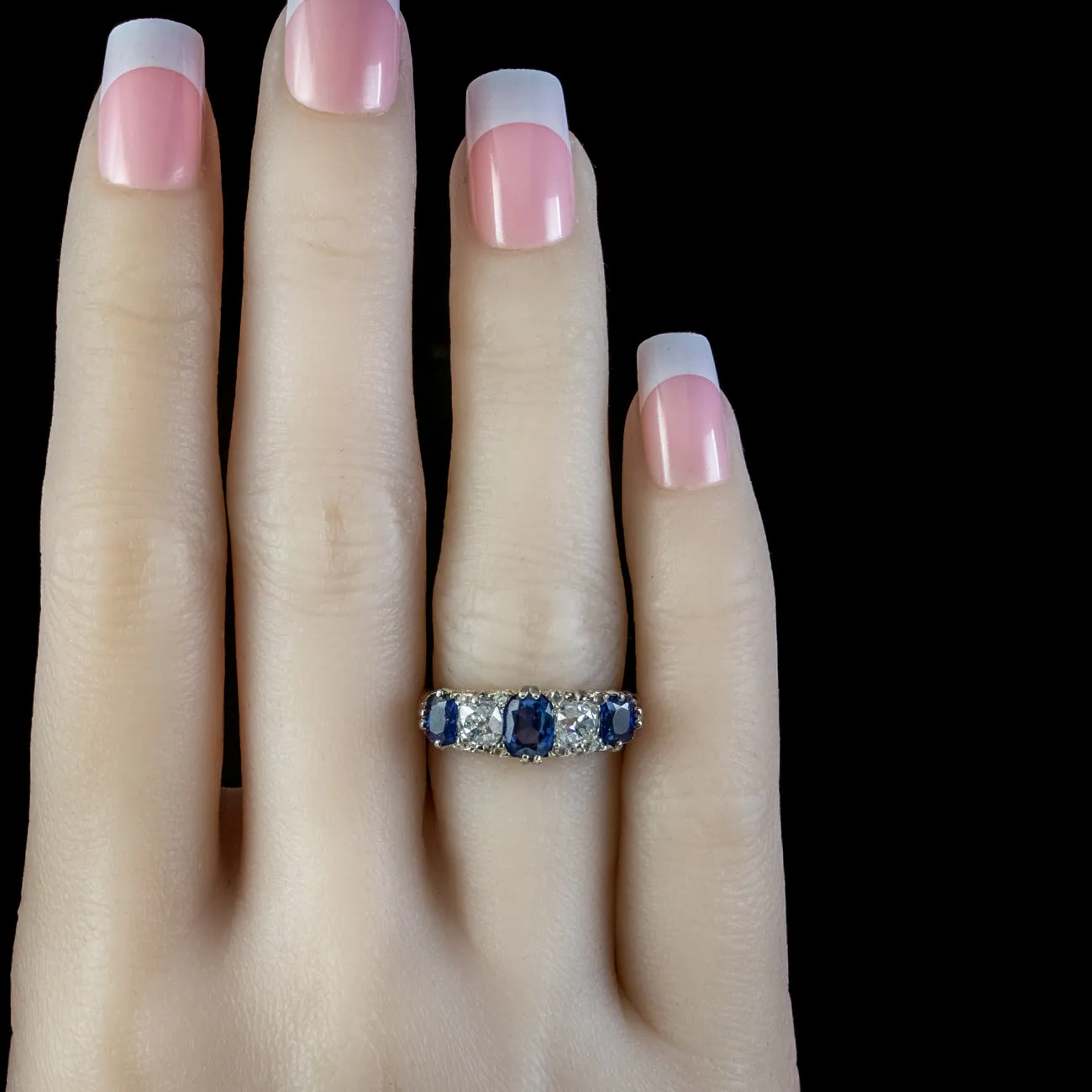 Antique Victorian Sapphire Diamond Ring 1.70ct Sapphire Circa 1900