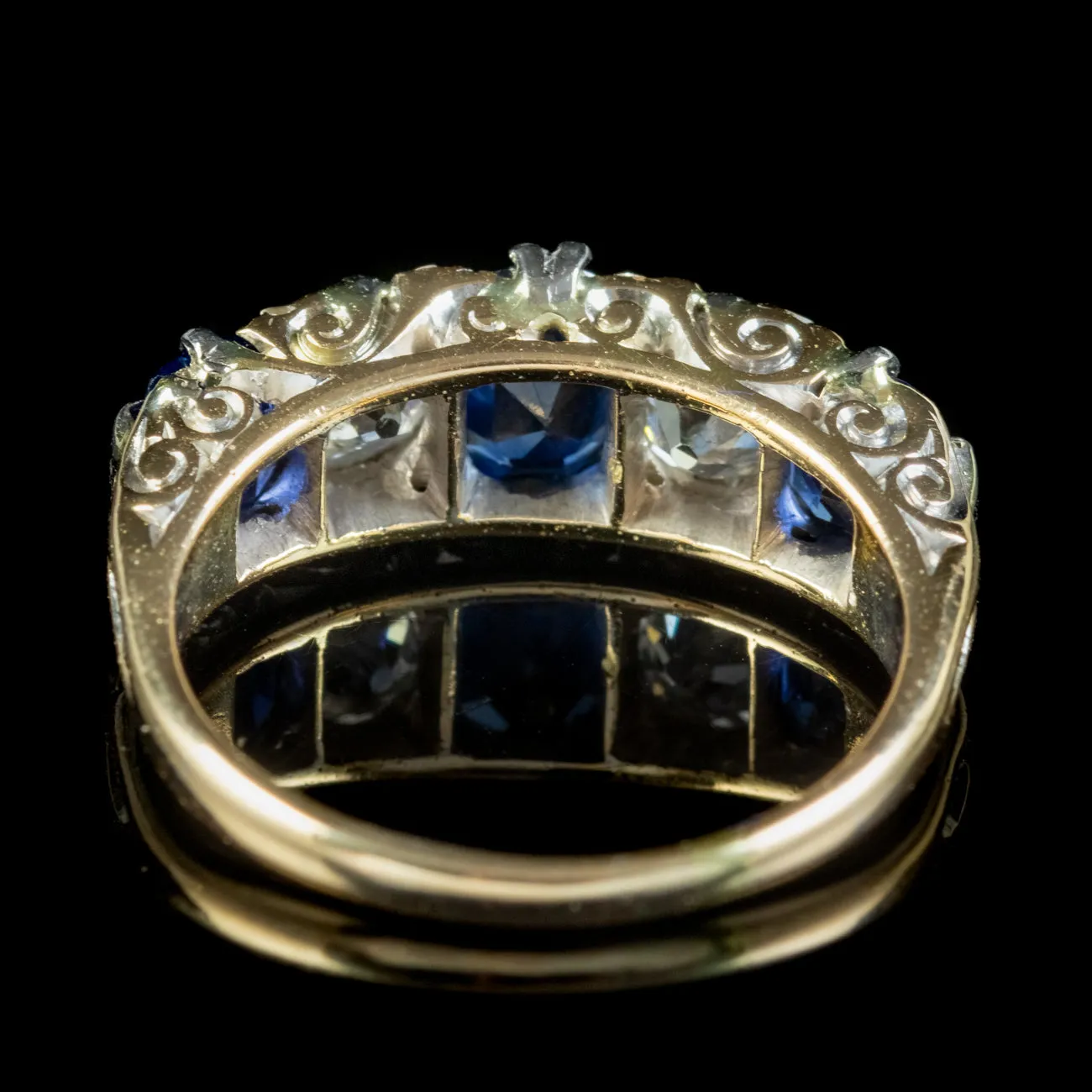 Antique Victorian Sapphire Diamond Ring 1.70ct Sapphire Circa 1900