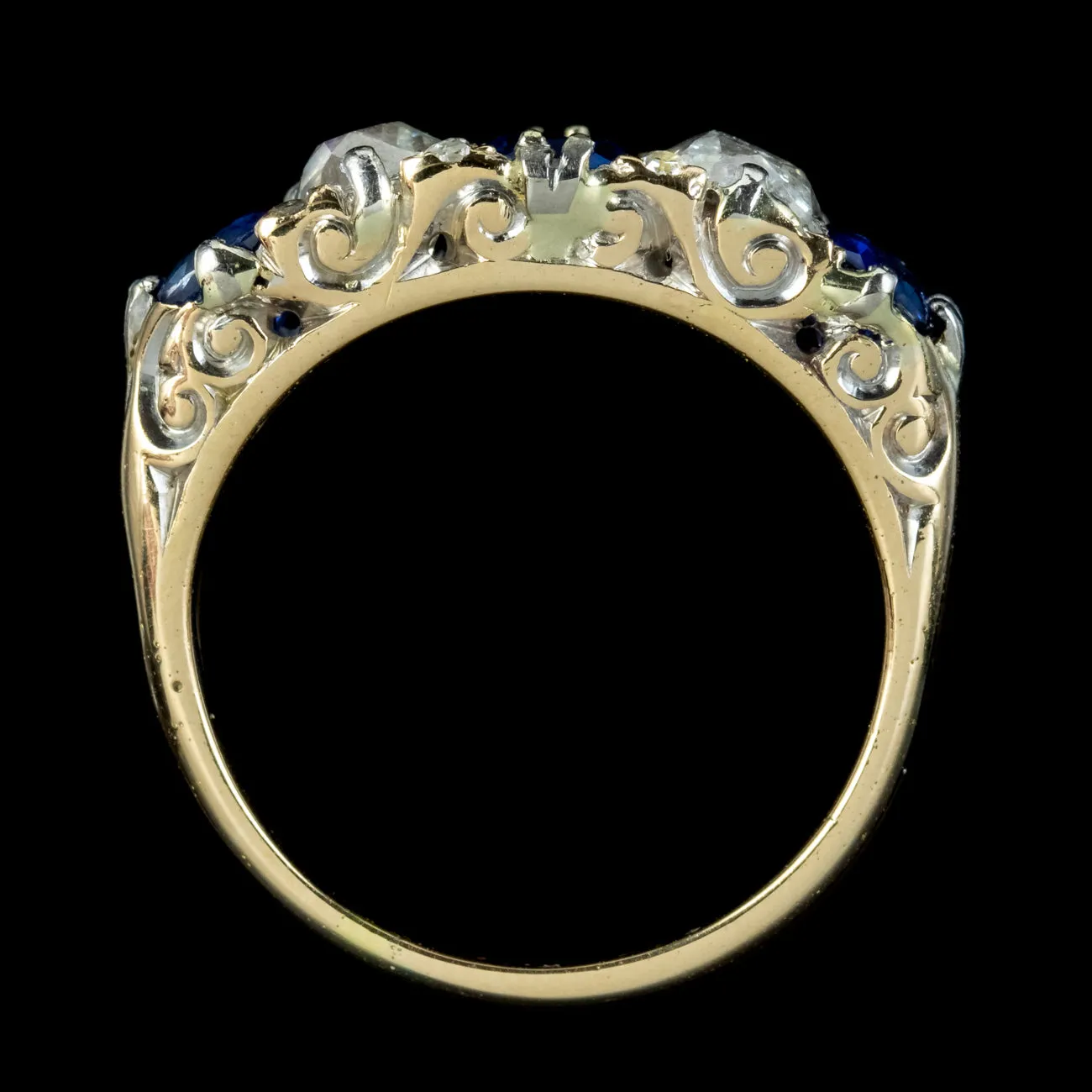 Antique Victorian Sapphire Diamond Ring 1.70ct Sapphire Circa 1900