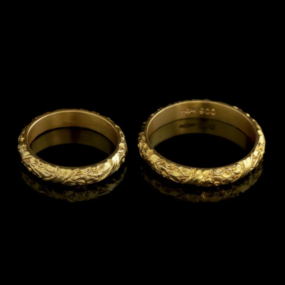 Antique Victorian Wedding Bands 18Ct Gold His And Hers Ring Circa 1860