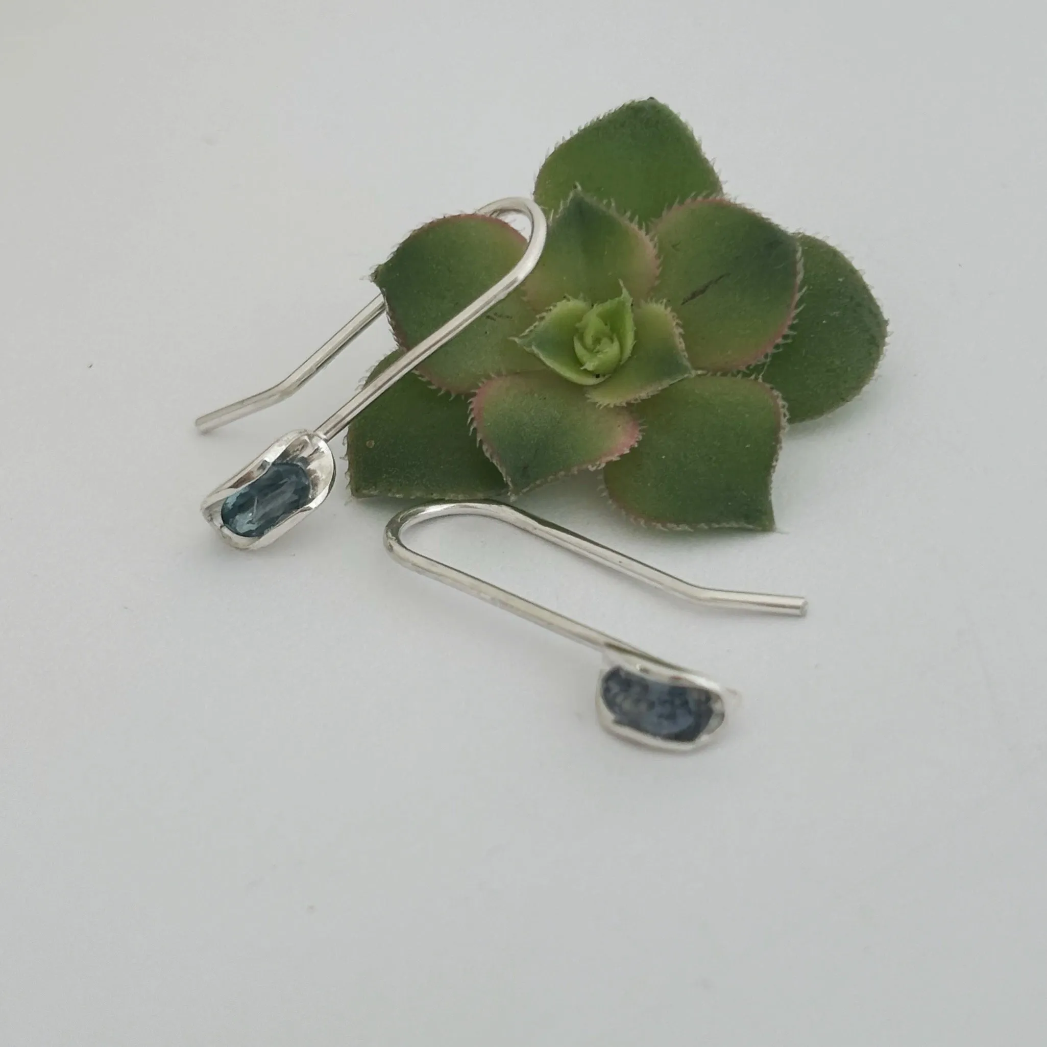 Australian sapphire silver drop earrings