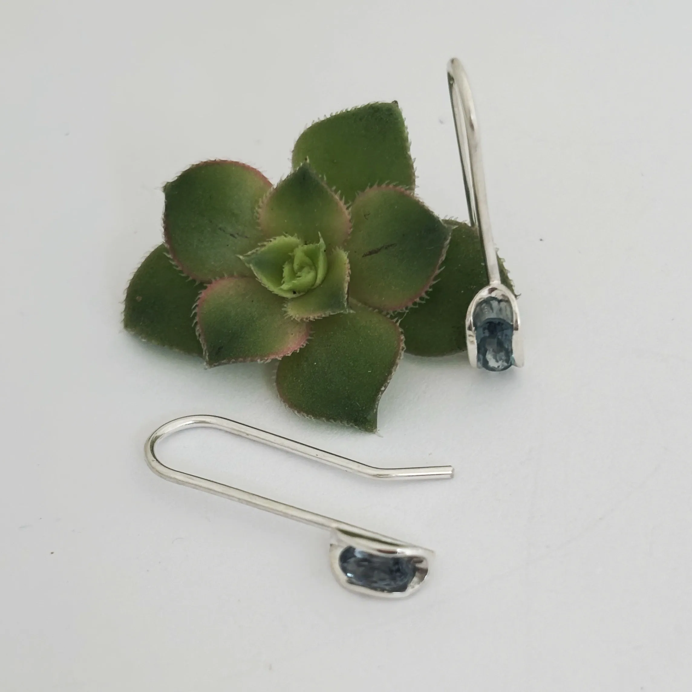 Australian sapphire silver drop earrings