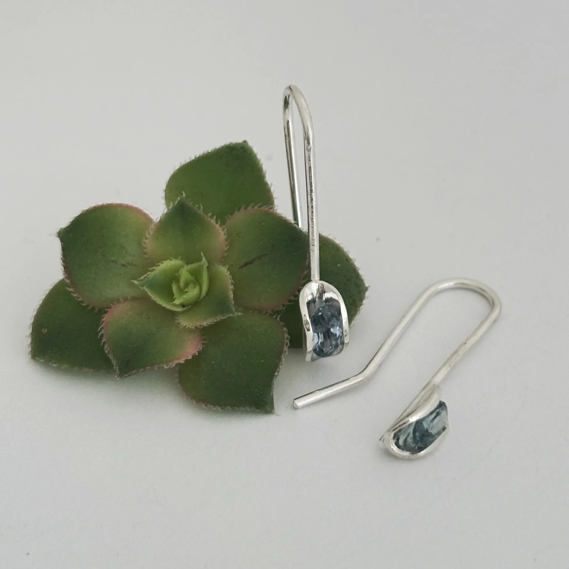 Australian sapphire silver drop earrings