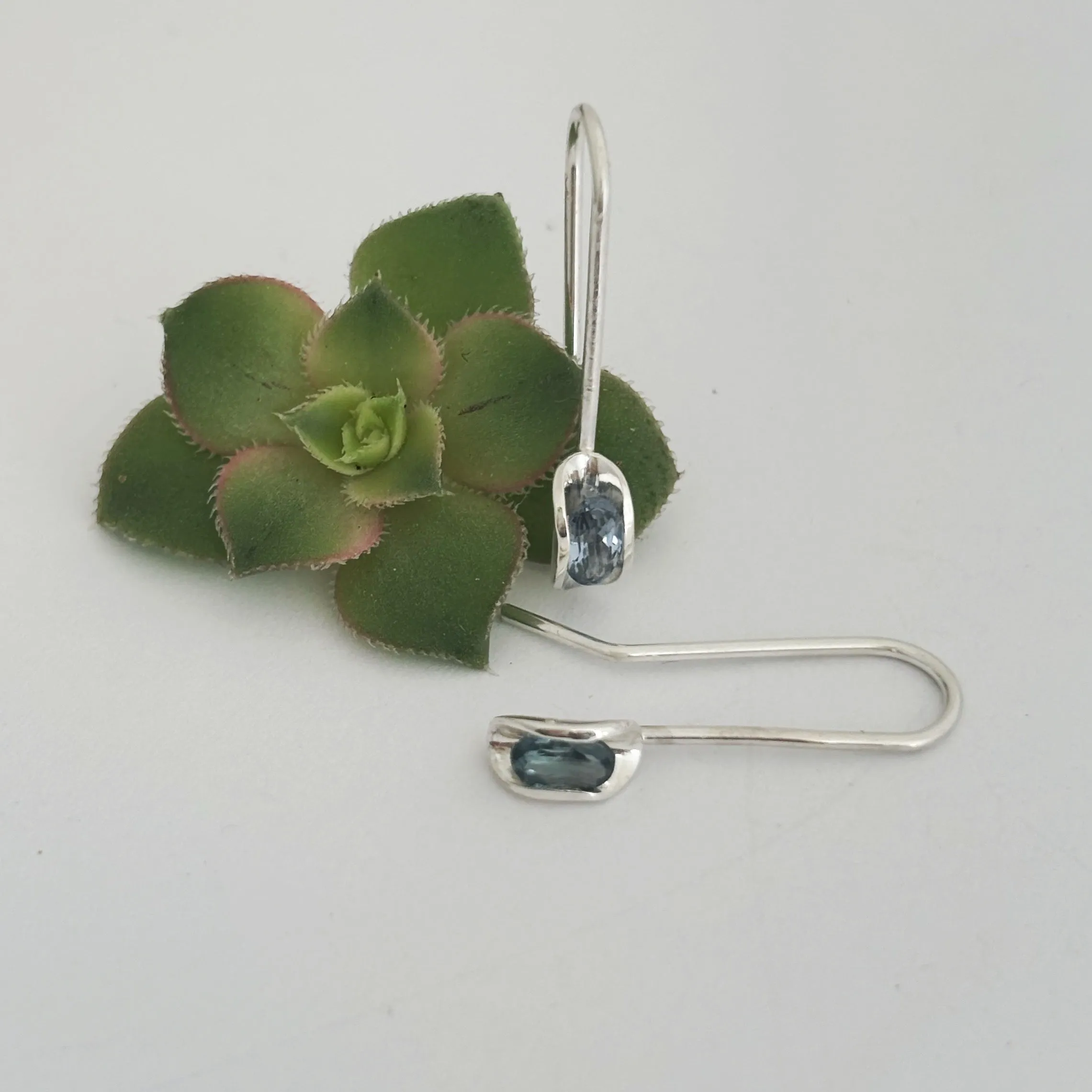 Australian sapphire silver drop earrings