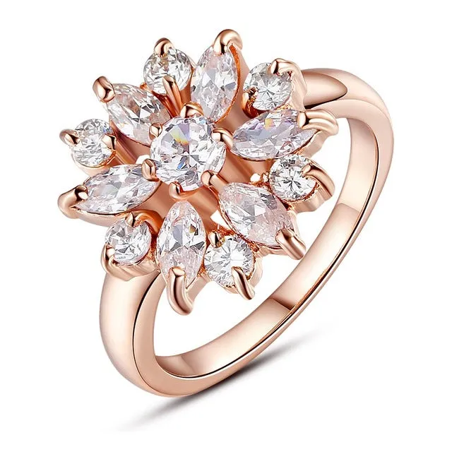 BAMOER 3 Colors  Rose Gold Color Finger Ring for Women with AAA Multicolor Cubic Zircon Wedding Berloque #6 7 8 9 JIR031