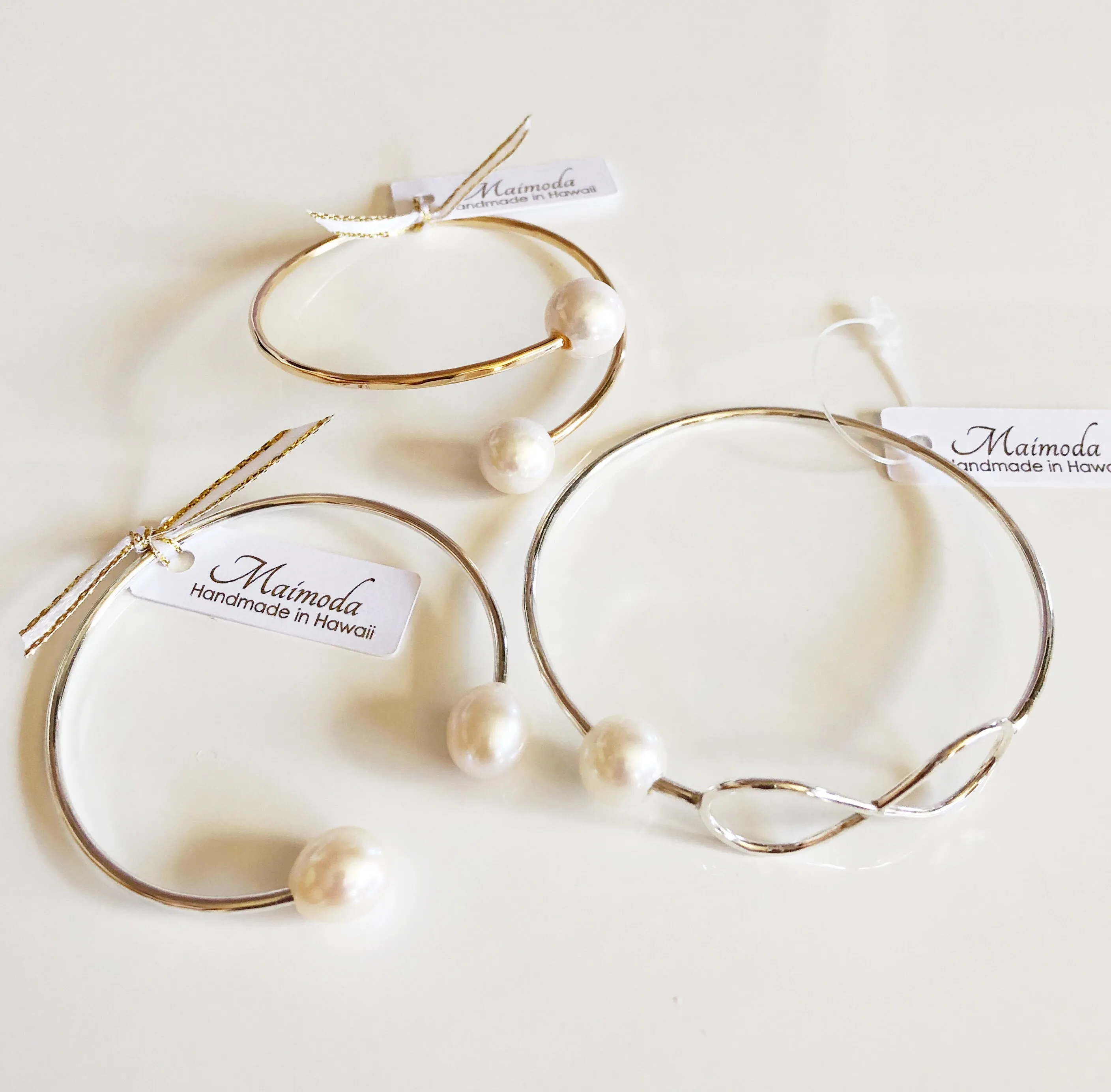 Bangle HALIA - white fresh water pearl (B211)