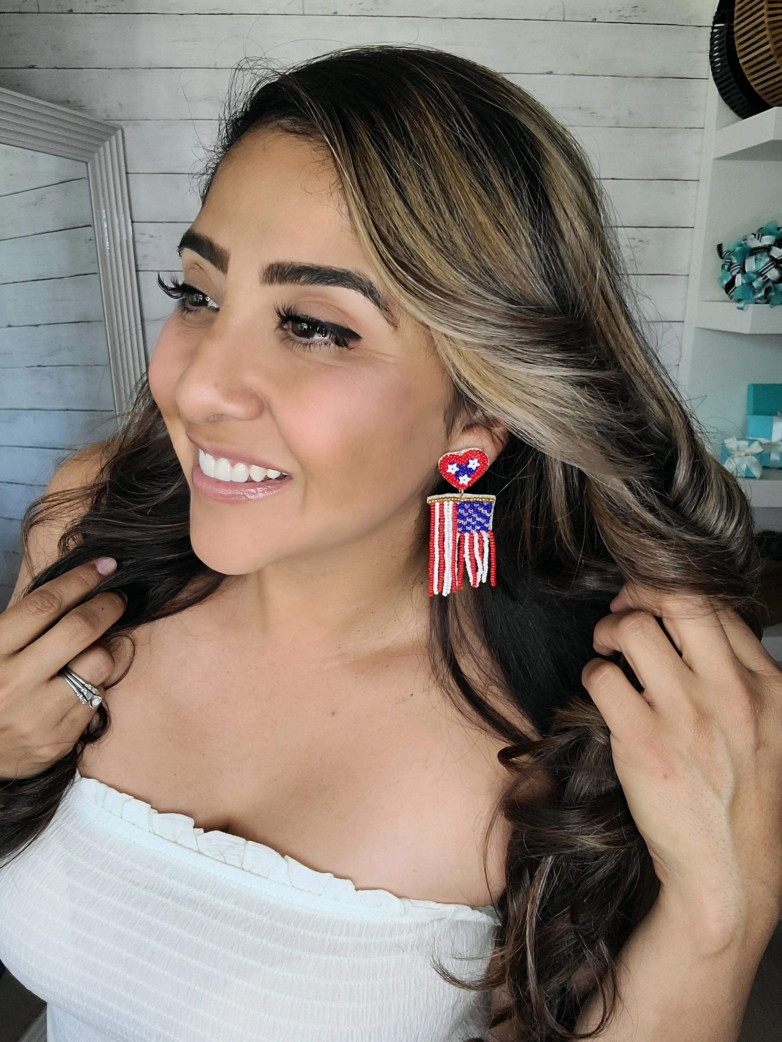 Beaded Flag Earrings