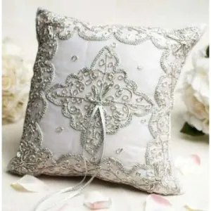 Beautiful Silver Woven Ring Pillow