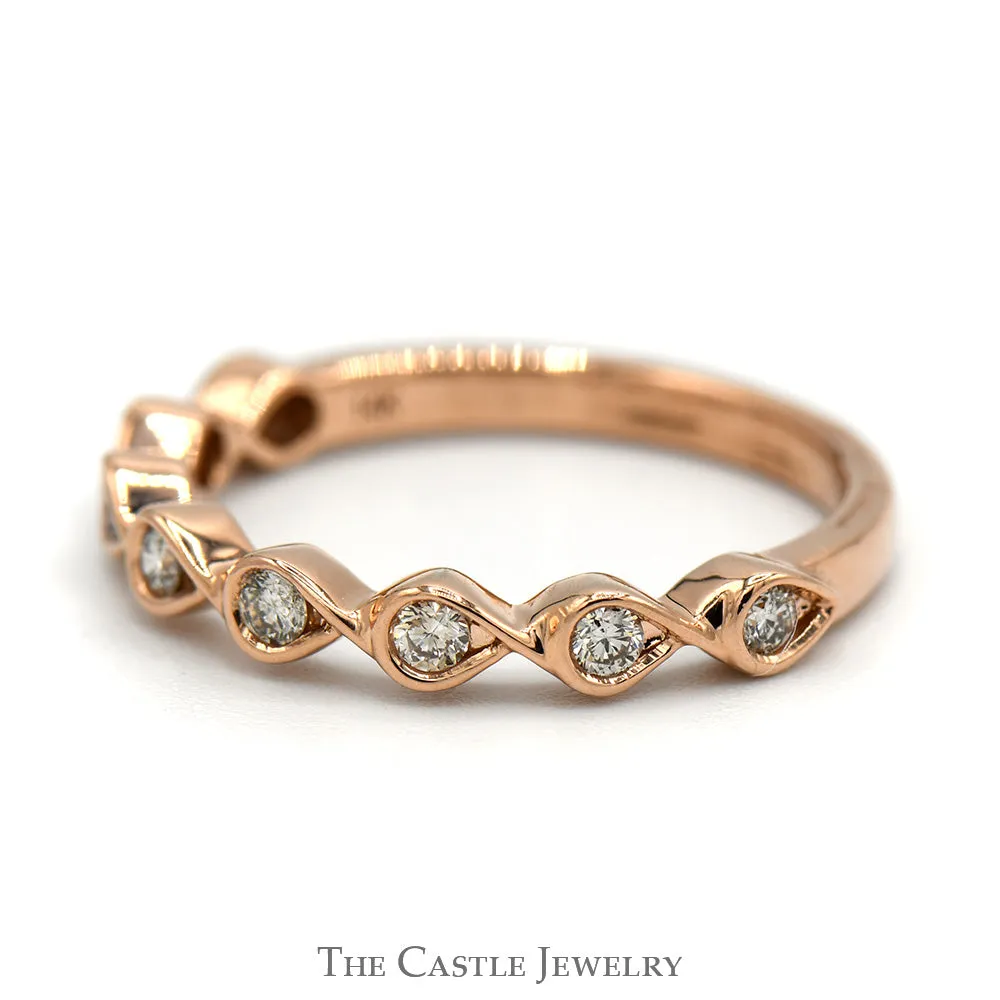 Bezel Set Diamond Stackable Band in 14k Rose Gold