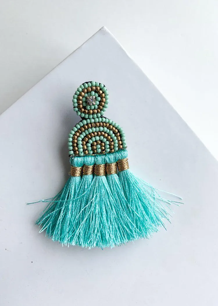 Cabarete Beaded Turquoise Fringed Drops-***FINAL SALE***