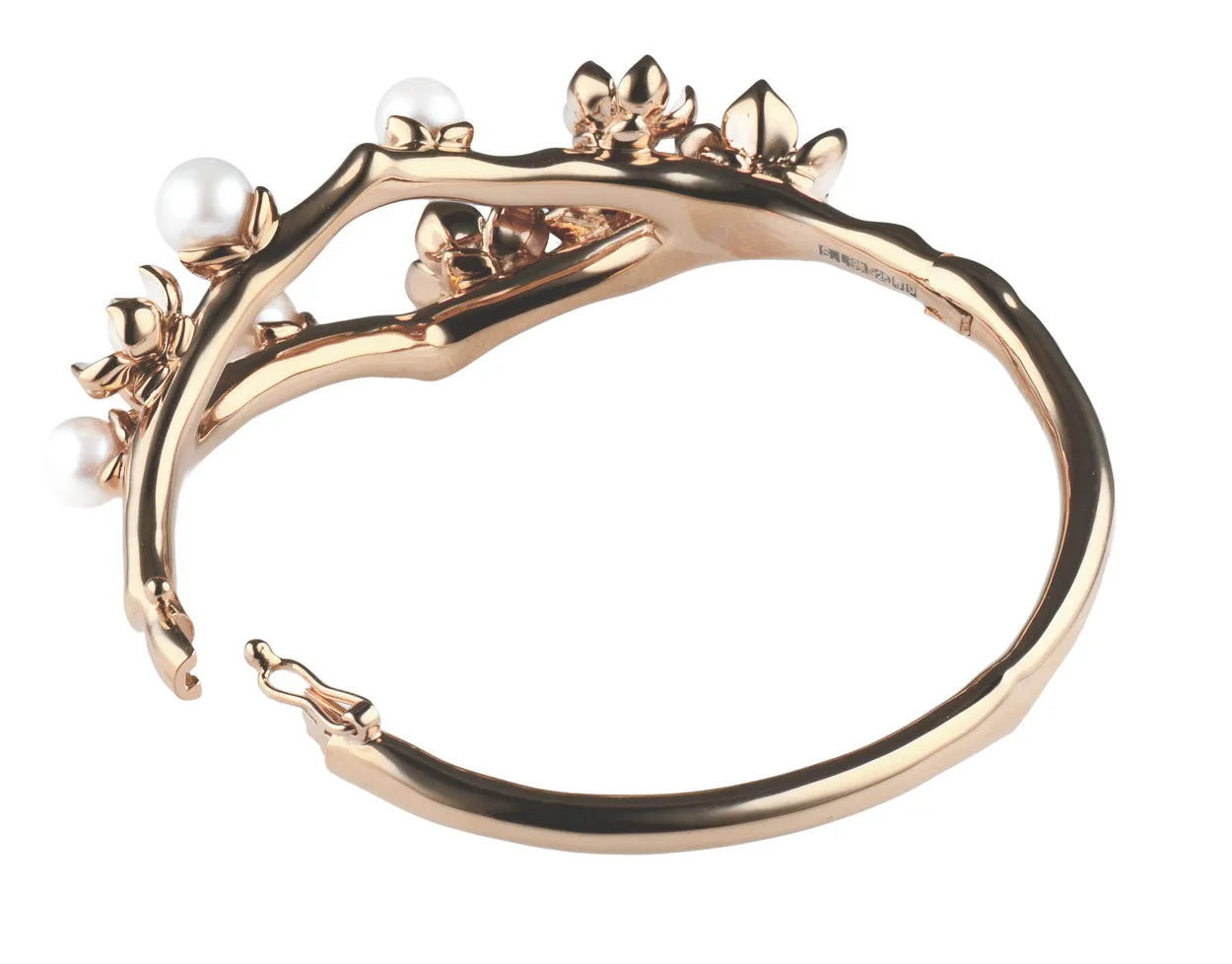 Cherry Blossom Bangle - Rose Gold Vermeil, Diamond & Pearl