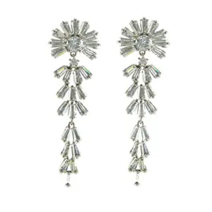 Classic & Elegant Baguette Chandelier Style Brass Earrings