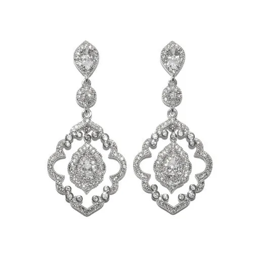 Classic & Fine CZ Dangle Brass Earrings