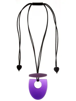 Colorful Statement U Shape Pendant Necklace, Purple