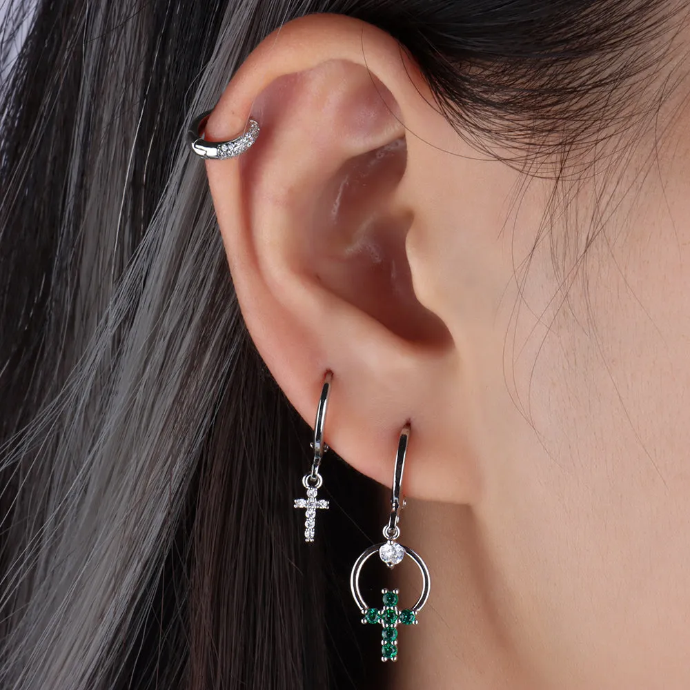 Cross Huggie Earrings