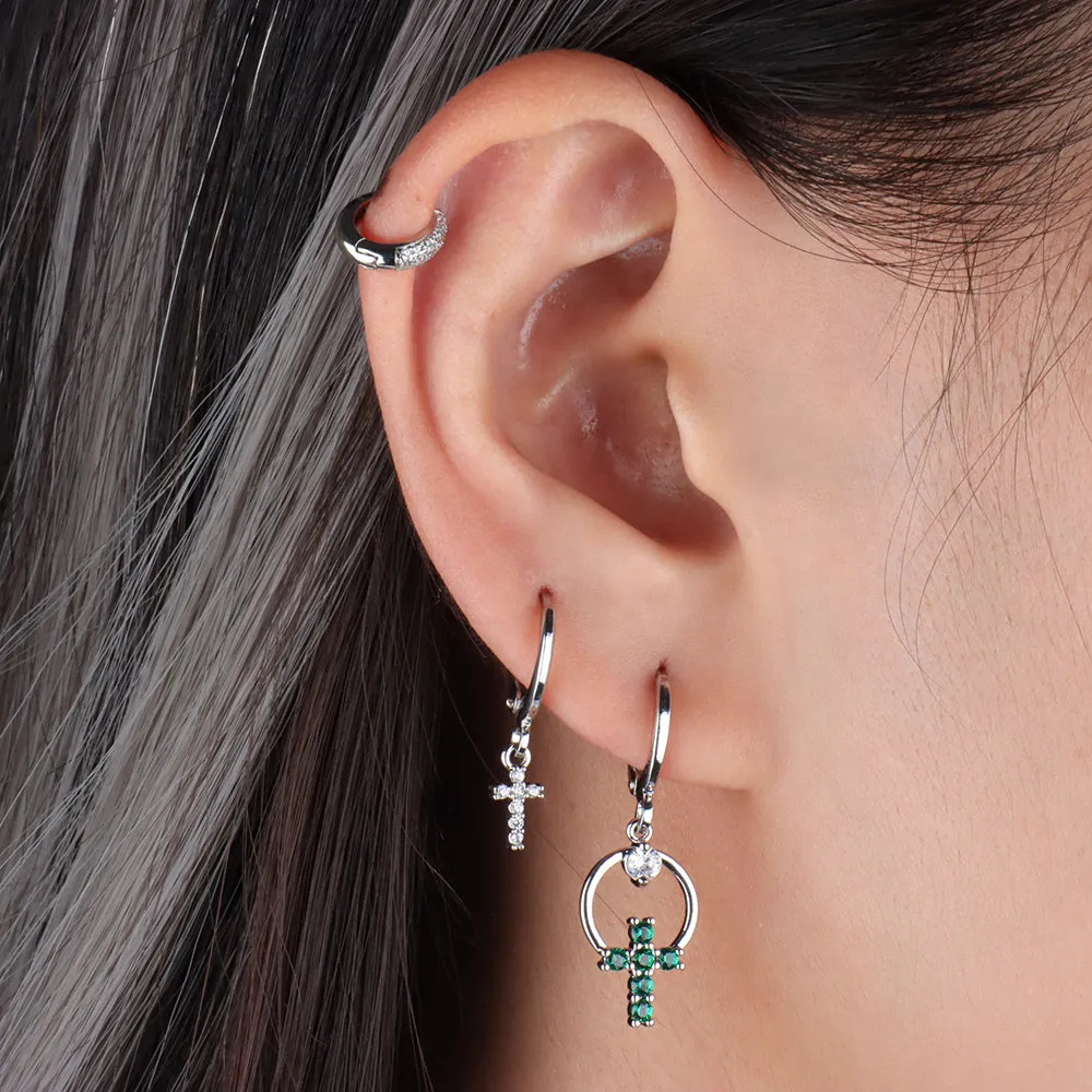 Cross Huggie Earrings