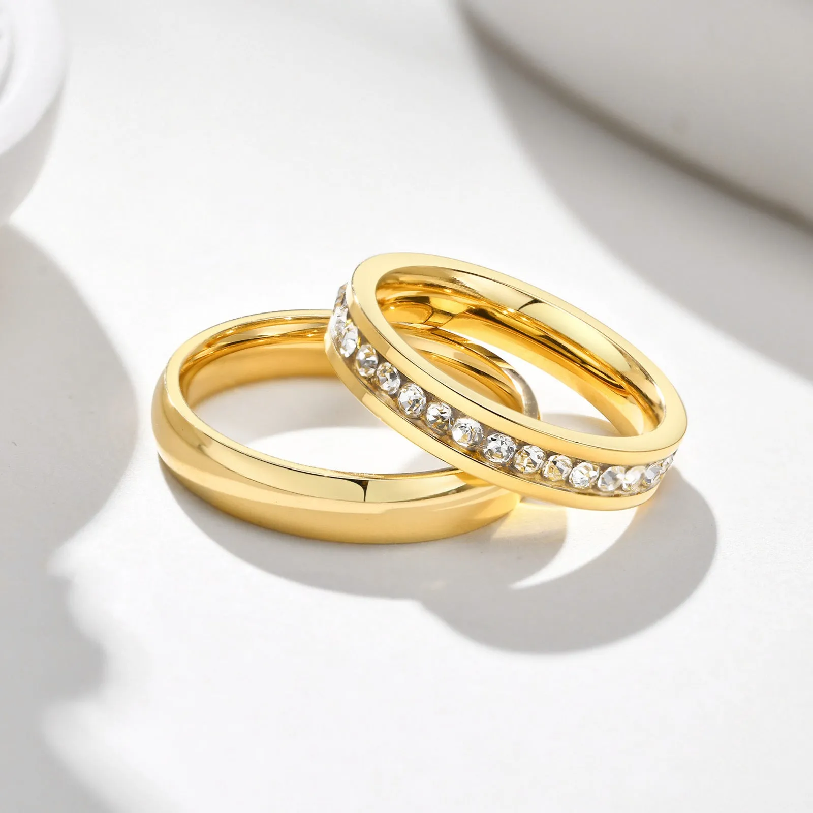 Custom Gold Plated Matching Wedding Bands for Couples