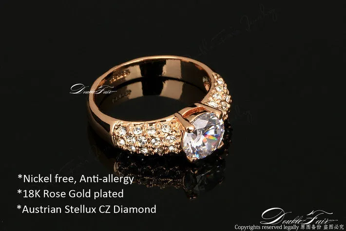 CZ Diamond 18K Rose Gold Plated Rhinestone Engagement  and Wedding Ring For Women