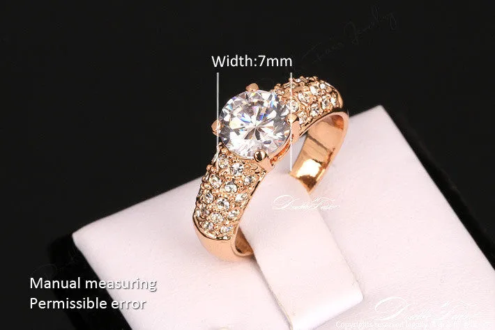 CZ Diamond 18K Rose Gold Plated Rhinestone Engagement  and Wedding Ring For Women