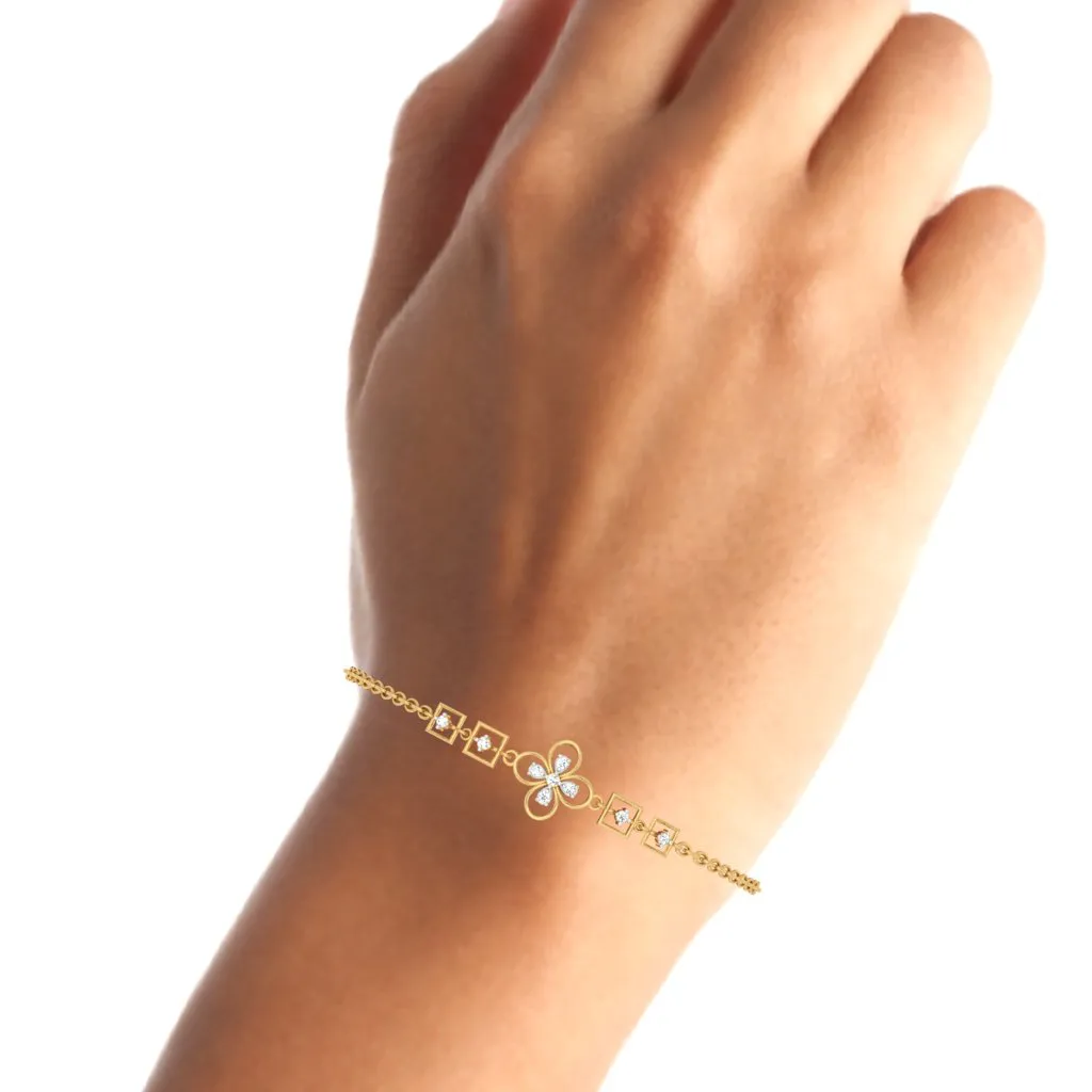 Dazzling Gold Floral Diamond Bracelet