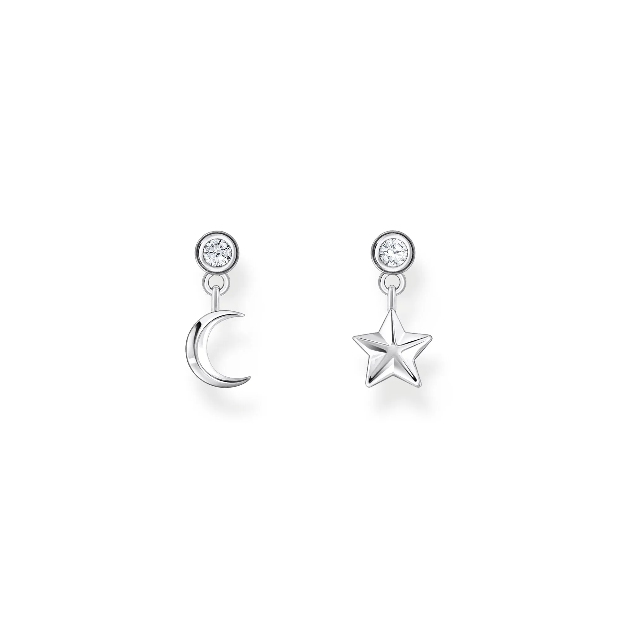 Ear Studs with sun and moon - silver