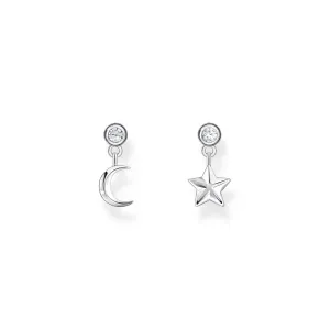 Ear Studs with sun and moon - silver