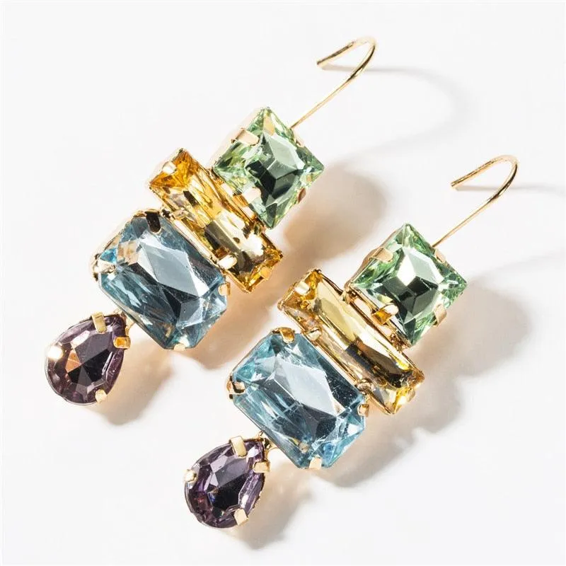 Elegant Candy Multi Glass Rhinestone Dangle Earrings