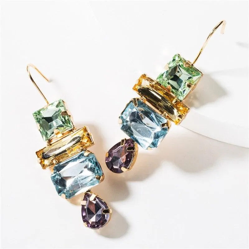 Elegant Candy Multi Glass Rhinestone Dangle Earrings