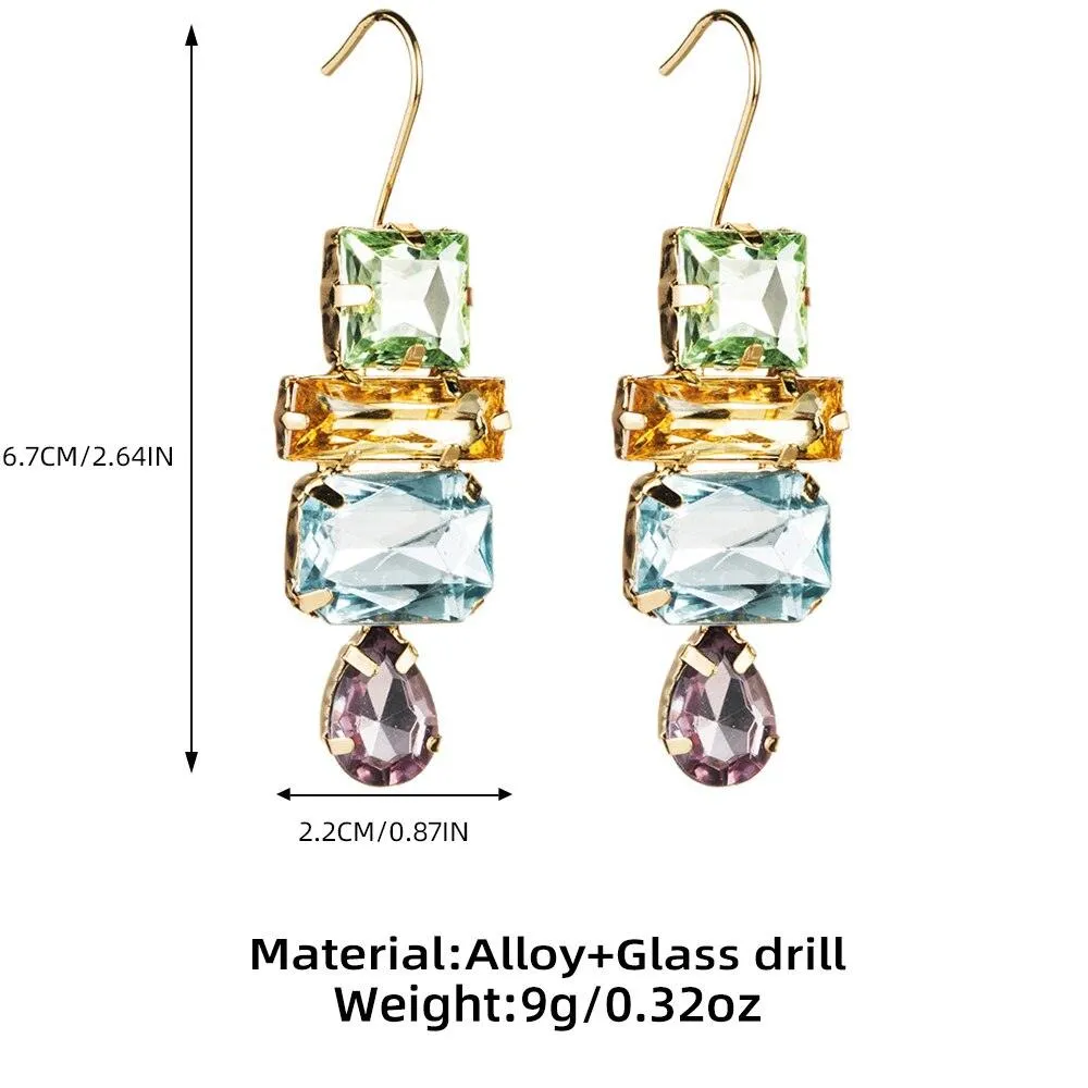 Elegant Candy Multi Glass Rhinestone Dangle Earrings