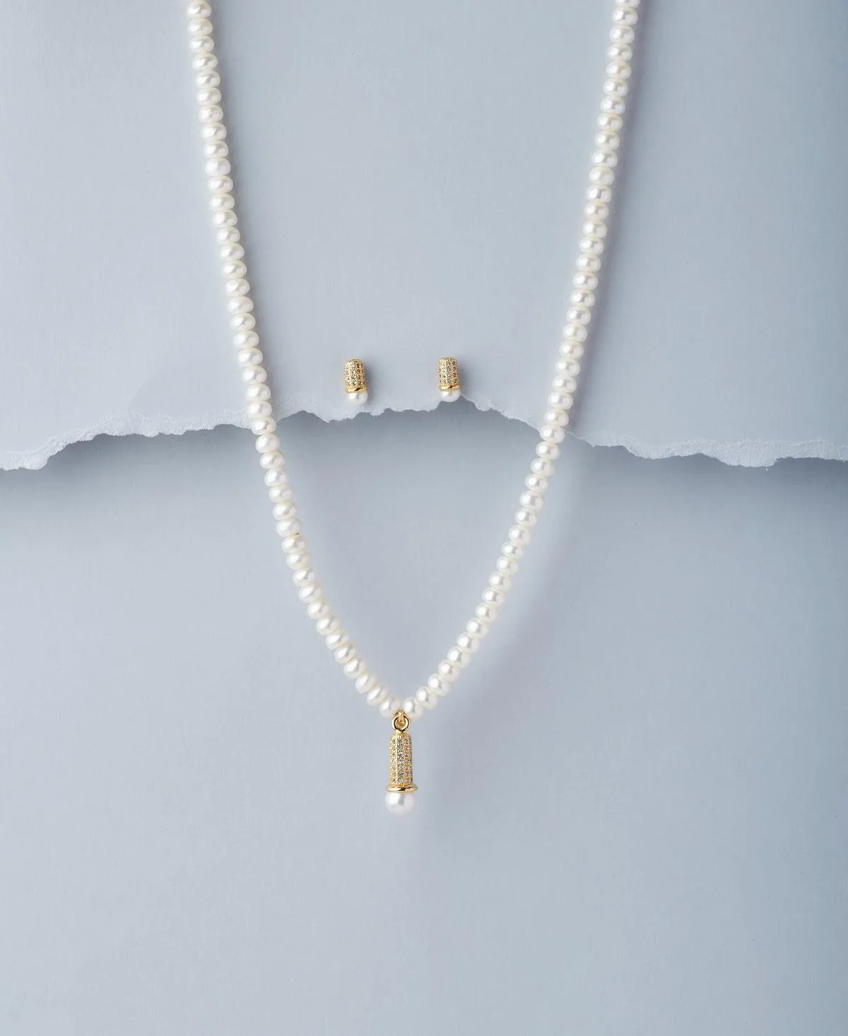 Elegant Real Pearl Necklace Set