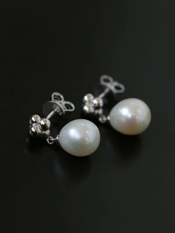 Elegant Sterling Silver Pearl Earrings