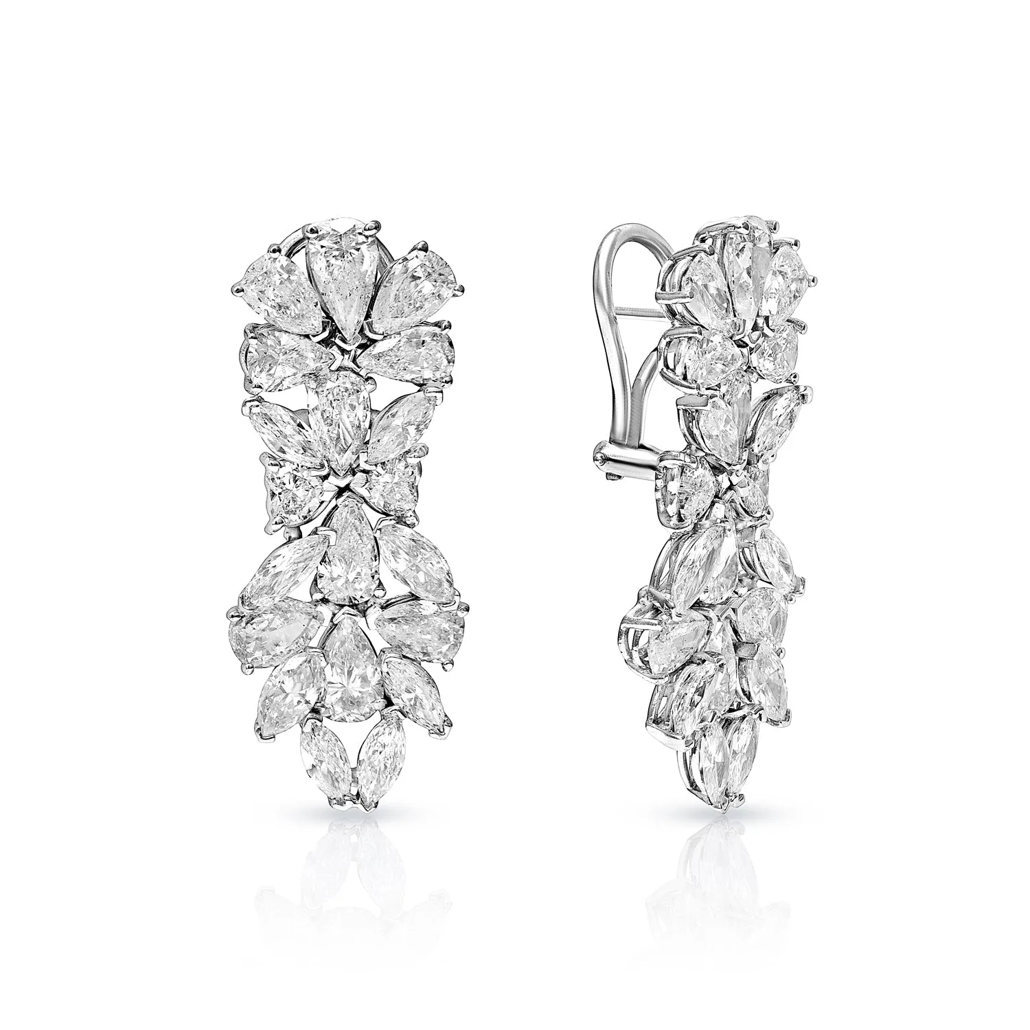 Ellie 13 Carat Combine Mix Shape Diamond Drop Earrings in 14 Karat White Gold