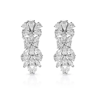 Ellie 13 Carat Combine Mix Shape Diamond Drop Earrings in 14 Karat White Gold