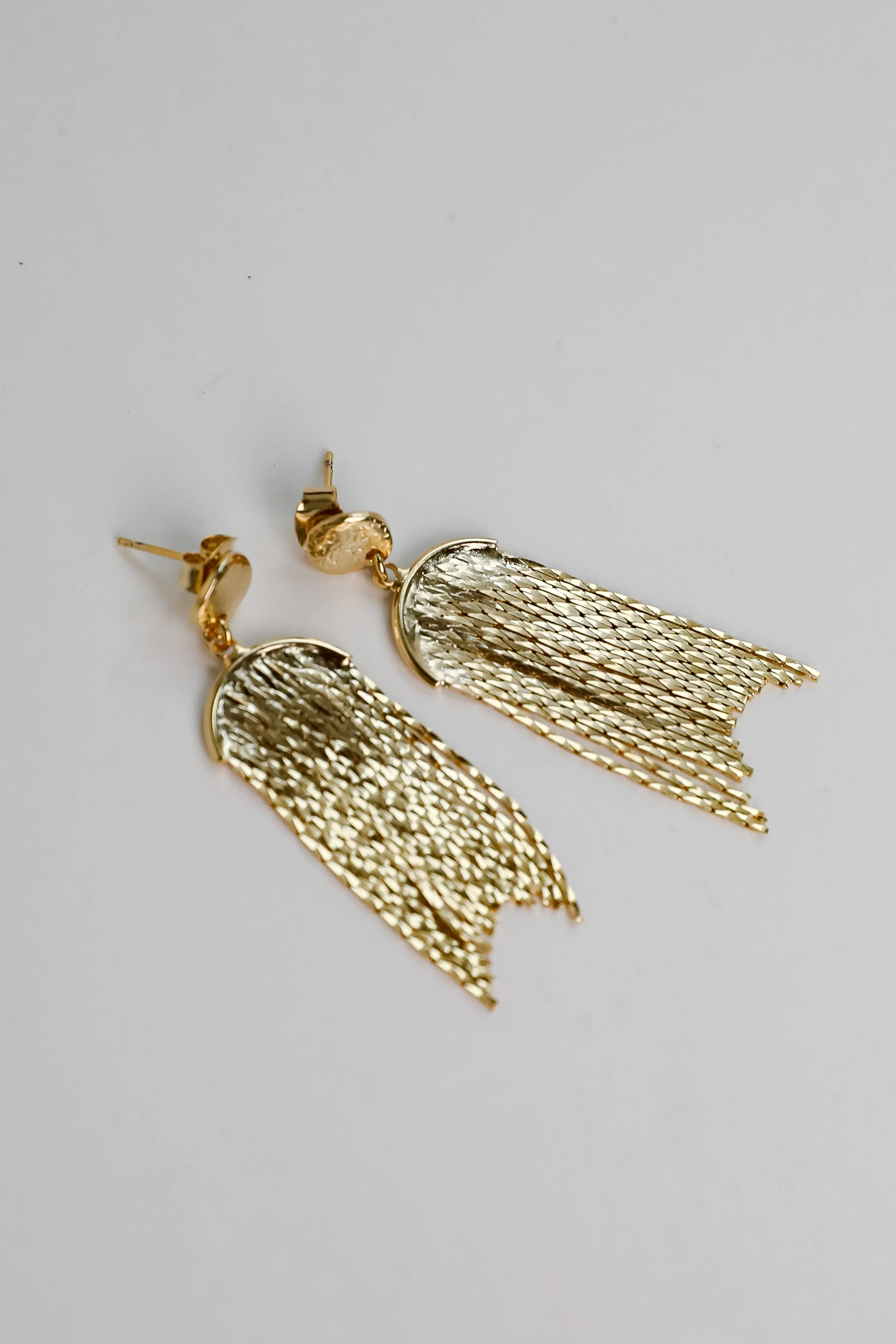 Emory Gold Fringe Chain Earrings