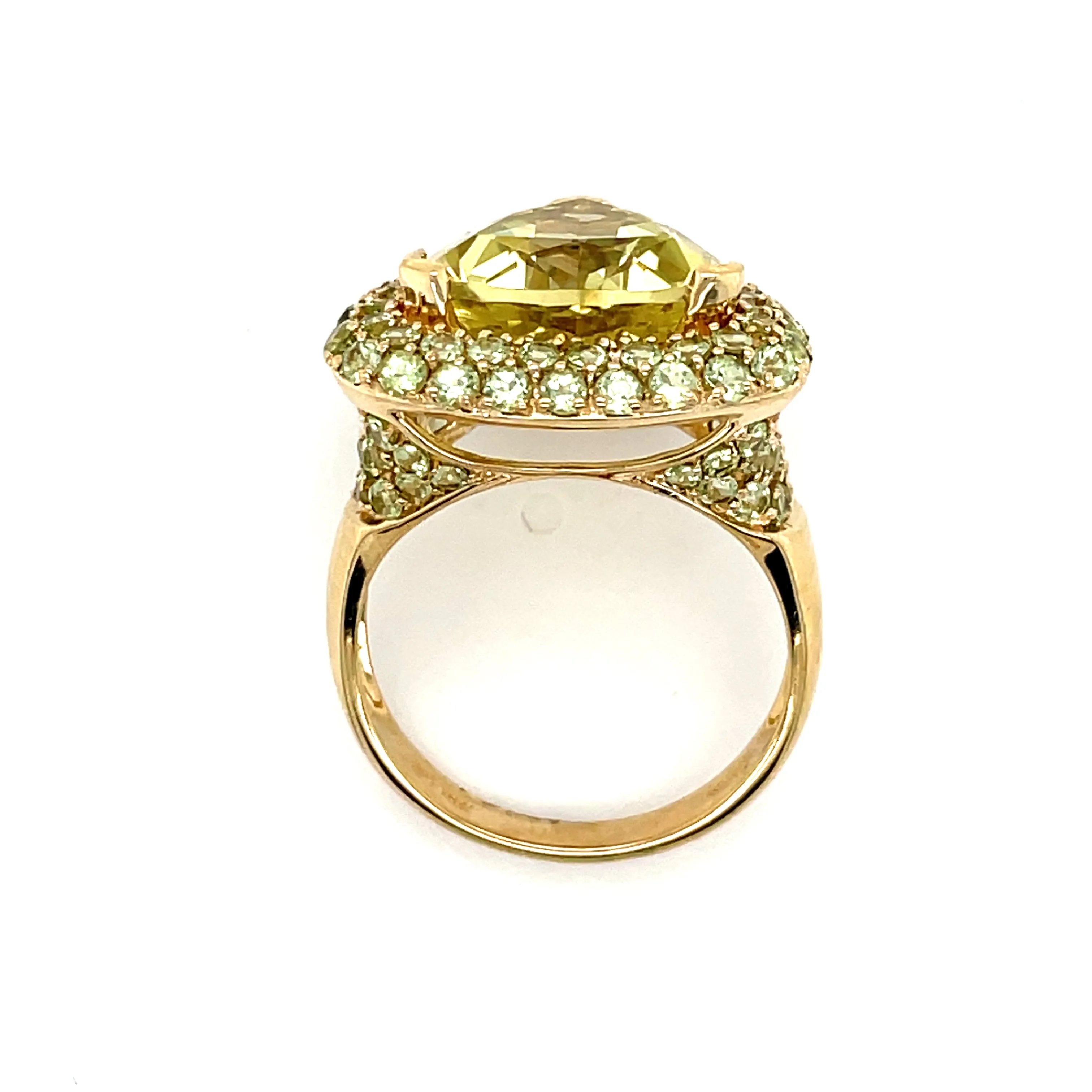 ESTATE 10KY Gold Trillion Lemony-Green Quartz Ring