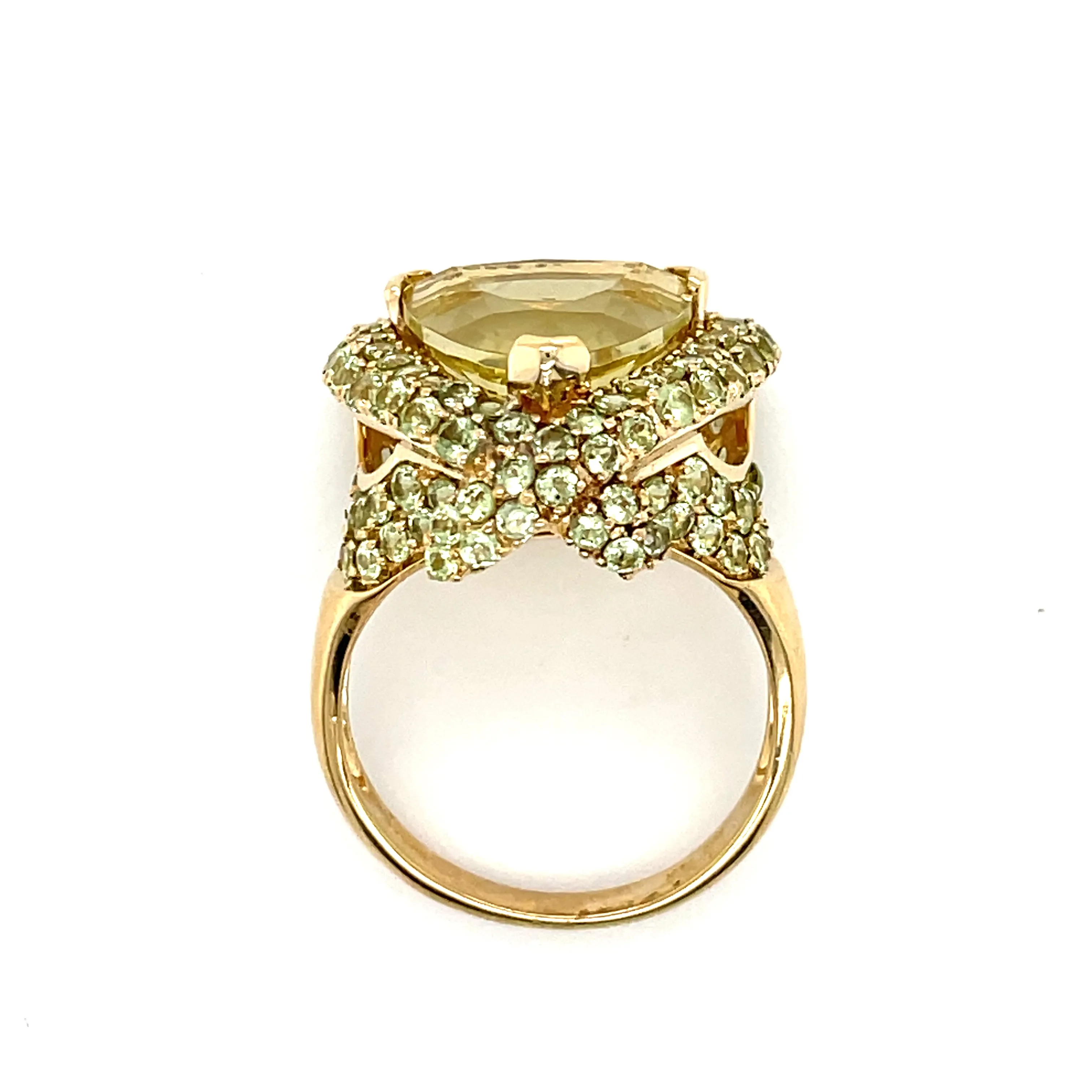 ESTATE 10KY Gold Trillion Lemony-Green Quartz Ring