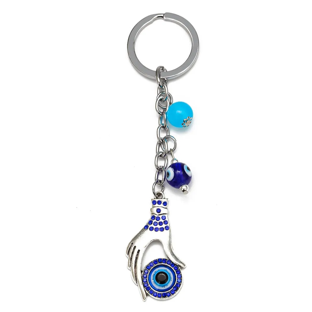 Eye Camel Starfish Charm Evil Eye Keychain Alloy Silver Color Ring Car Keyring Key Chain Holder