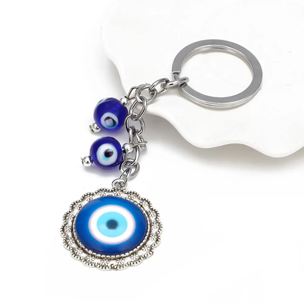 Eye Camel Starfish Charm Evil Eye Keychain Alloy Silver Color Ring Car Keyring Key Chain Holder