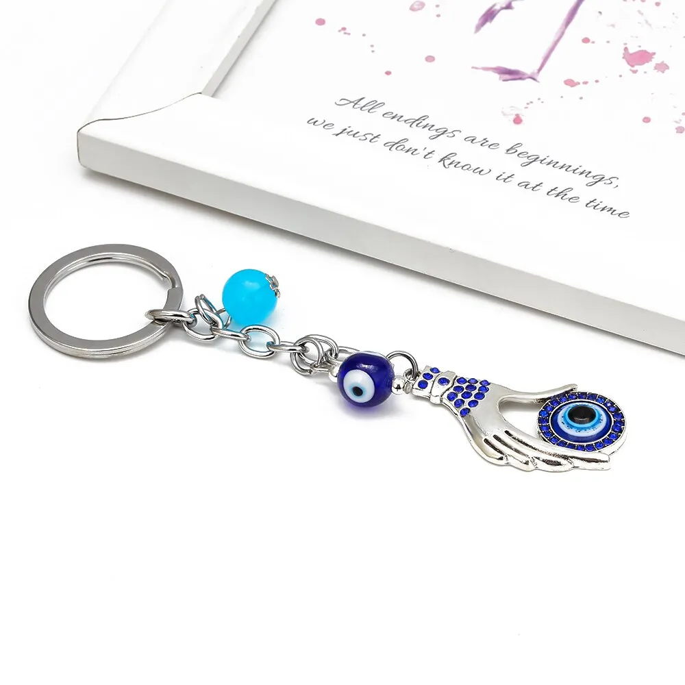 Eye Camel Starfish Charm Evil Eye Keychain Alloy Silver Color Ring Car Keyring Key Chain Holder